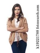 Stressed young woman with arms crossed