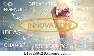 Business innovation concept with hand Business innovation concept with hand