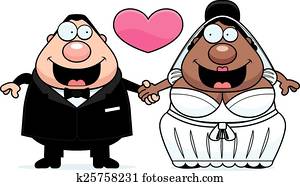 caricatura, matrimonio interracial