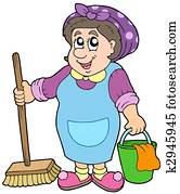 Cartoon cleaning lady Cartoon cleaning lady