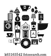 casa feriado, ícones, jogo, simples, estilo