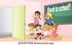 enfants, apprentissage, dans, les, classe