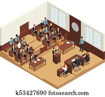 Law Justice Isometric Composition Poster Law Justice Isometric Composition Poster