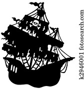 Mysterious pirate ship silhouette Mysterious pirate ship silhouette