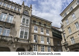 Old and classic buildings of the Spanish city of Orense, Galicia