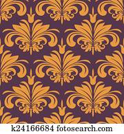 Orange flourish seamless background Orange flourish seamless background