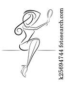 Silhouette of a beautiful woman who looks in the mirror. Vector Silhouette of a beautiful woman who looks in the mirror. Vector