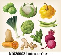 קבע, של, אקזוטי, ירקות