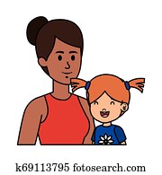 african mother with little daughter characters
