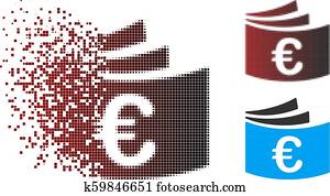 Dispersed Pixel Halftone Euro Checkbook Icon