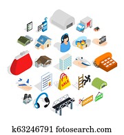 Homeward icons set, isometric style Homeward icons set, isometric style
