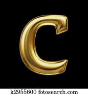 מכתב *c*, ב, זהוב, מתכת