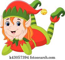 Cartoon elf girl laying on the floor Cartoon elf girl laying on the floor