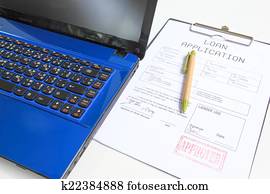 computer notebook with loan application