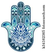 Decorative illustration of hamsa Decorative illustration of hamsa