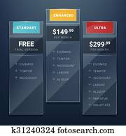 glas, prijzen, tafel, vector, mal