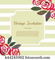 Invitarion card with watercolor vintage roses Invitarion card with watercolor vintage roses