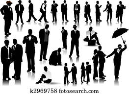 Office people silhouettes. Vector with one click color change