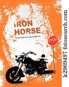 Orange gray background with motorcycle image. Vector illustration