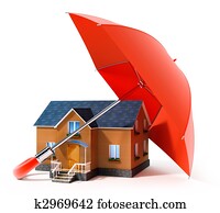 red umbrella protecting house from rain red umbrella protecting house from rain