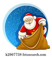 Santa Claus with empty sack for christmas gifts