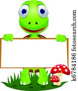 tartaruga, caricatura, e, sinal branco