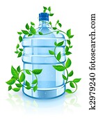 big bottle with clean blue water drink and green foliage big bottle with clean blue water drink and green foliage