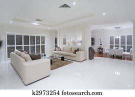 Luxurious living rooms with dining table in the background Luxurious living rooms with dining table in the background