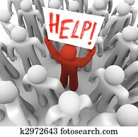 Person Holding Help Sign in Crowd Person Holding Help Sign in Crowd
