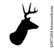 Whitetail Buck Deer Head Profile Silhouette Whitetail Buck Deer Head Profile Silhouette