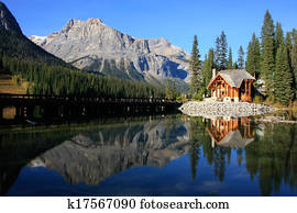 Wooden house at Emerald Lake, Yoho National Park, Canada