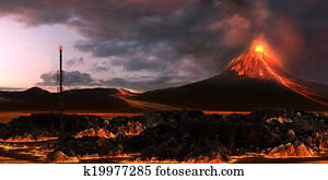 火山 溶岩の 流れ イラスト K Fotosearch