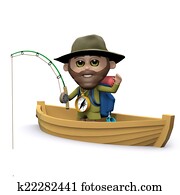3d Explorer goes fishing on his boat 3d Explorer goes fishing on his boat