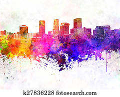 Akron skyline in watercolor backgro Akron skyline in watercolor backgro