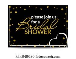 Bridal shower invitation with gold glitter text and dots Bridal shower invitation with gold glitter text and dots