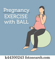 diariamente, gravidez, exercício, com, um, esfera aptidão