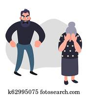 familia, violencia, y, agresión, concept.