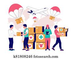 Humanitarian aid vector concept for web banner, website page
