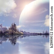 Landscape in fantasy planet Landscape in fantasy planet