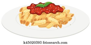 Plate of penne pasta with tomato sauce Plate of penne pasta with tomato sauce