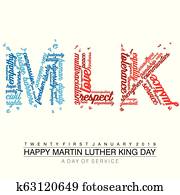 Typography design with words on the text MLK
