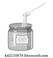 蜂蜜の瓶 アイコン 漫画 スタイル イラスト K Fotosearch