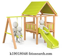 3d, לבן, אנשים., ילדים משחקים, ב, a, מגרש משחקים