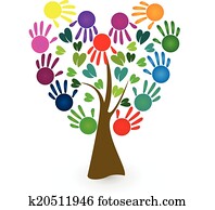 Abstract vector hands tree logo