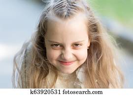 Beauty Kid With Fresh Look And Long Blond Hair Little Girl With