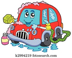 caricatura, lavagem carro