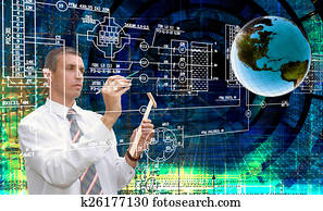 engenharia, desenhando, communication.Engineer