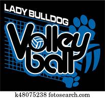 senhora, buldogue, voleibol