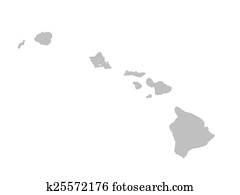 אפור, מפה, של, הוואי