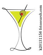 כוס של מרטיני, עם, זית